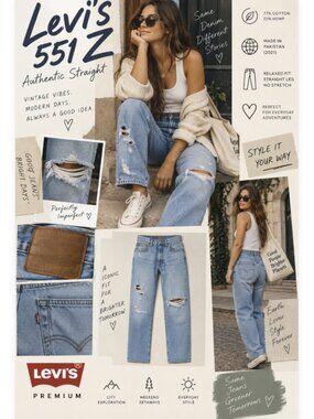 Boyfriend Jeans Levi’s Premium 551 Z Authentic Straight Distressed W30 L30